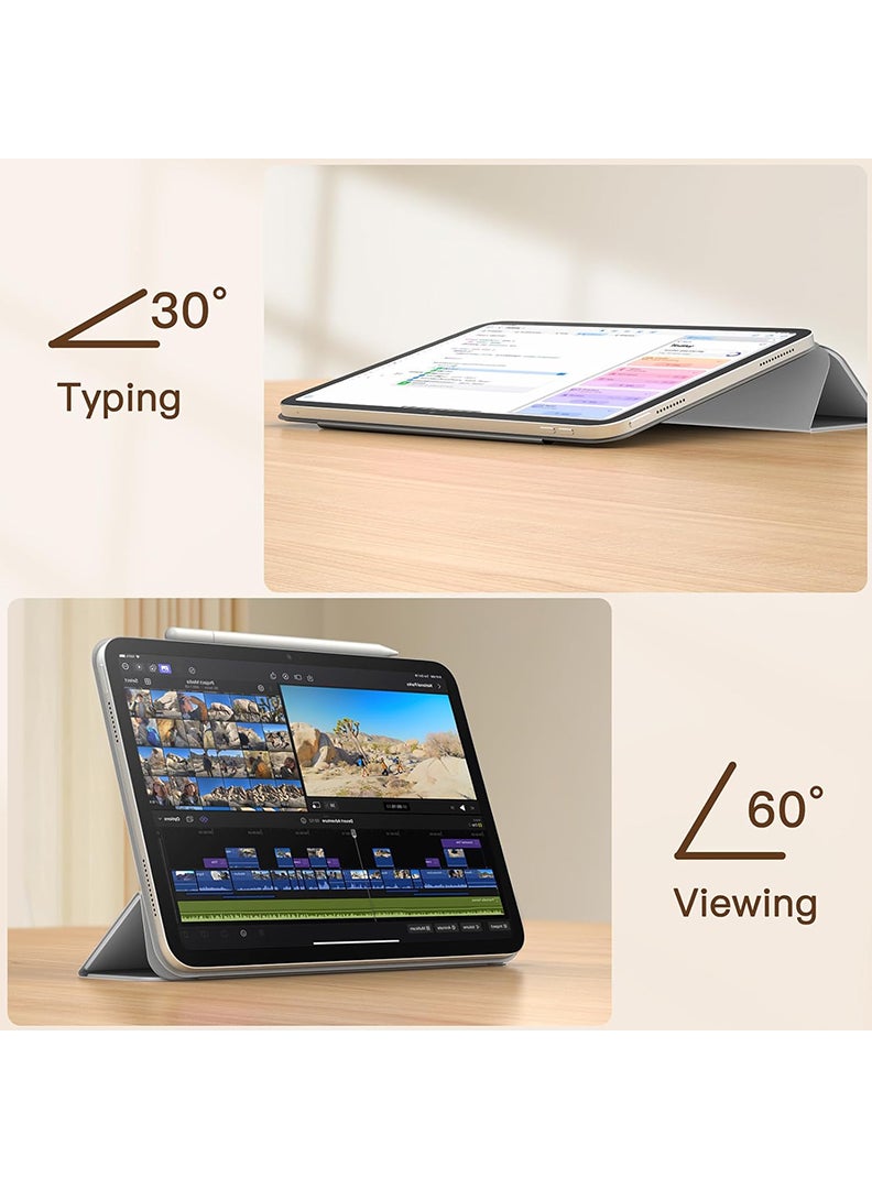 ثيودور جراب مغناطيسي لجهاز iPad (A16) الجيل الحادي عشر (2025) مقاس 11 بوصة، متوفر أيضًا كغطاء لجهاز iPad 11/الجيل العاشر (2022). يتميز الجراب بتثبيت مغناطيسي مريح وخاصية التشغيل/الإيقاف التلقائي. متوفر باللون الرمادي. - Image 5